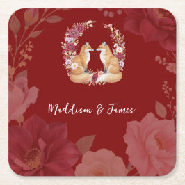 Posavasos Cuadrado De Papel Boda juguetón de Otumn