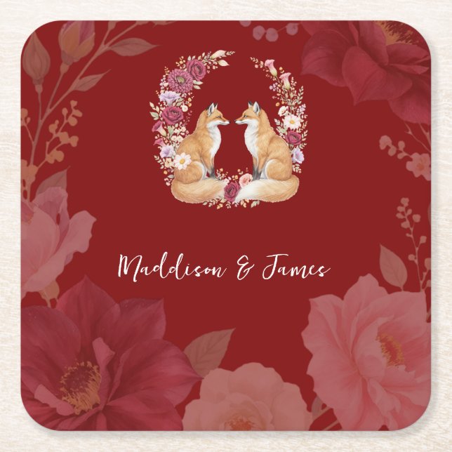 Posavasos Cuadrado De Papel Boda juguetón de Otumn (Anverso)