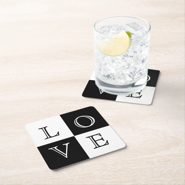 Posavasos Cuadrado De Papel Boda Love Paper Coaster Set (In situ)