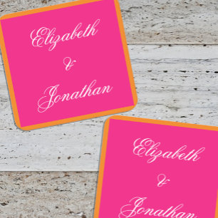 Posavasos Cuadrado De Papel Boda minimalista Vibrante Sunrise Mezcla y combina