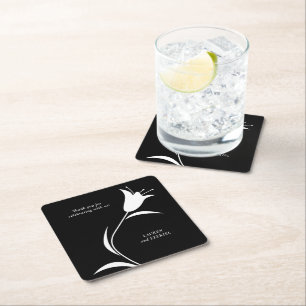 POSAVASOS CUADRADO DE PAPEL BODA MOD WHITE TULIP