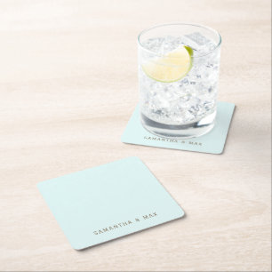 Posavasos Cuadrado De Papel Boda moderna personalizada simple seafoam