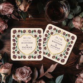 Posavasos Cuadrado De Papel Boda Monograma de Sword & Shield Fantasy Medieval