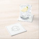 Posavasos Cuadrado De Papel Boda Monograma del Escudo de Leafy Verde Masaje Mo<br><div class="desc">¡Una montaña rusa boda única! ¡Nos encanta este moderno diseño de boda verde sabio! Sencillo, elegante y muy bonito, tiene una corona de hojas dibujadas a mano que rodea un moderno monograma boda. Está personalizado en tipografía elegante. Por último, se recorta en un marco delicado. Ver suite aquí: https://www.zazzle.com/collections/sage_green_leafy_crest_monogram_wedding_invitation-119735143483526238 Contacte...</div>
