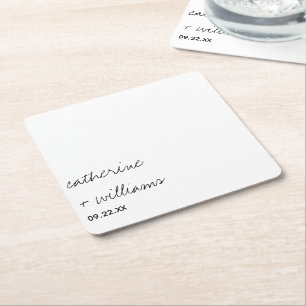 Posavasos Cuadrado De Papel Boda Negra Tradicional Minimalista Moderna