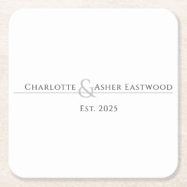 Posavasos Cuadrado De Papel Boda Newlyweds