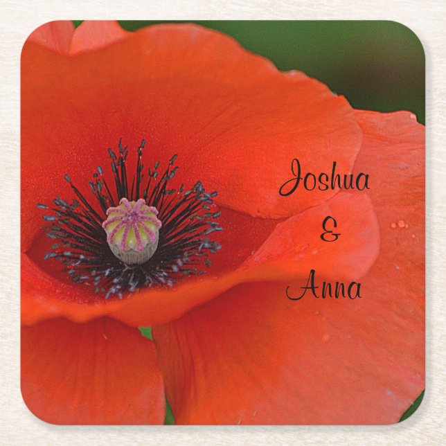 Posavasos Cuadrado De Papel Boda personalizado (Anverso)