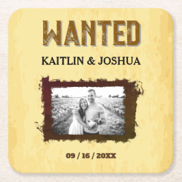 Posavasos Cuadrado De Papel Boda Rústico Occidental 🤠 WANTED Photo