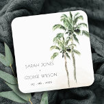 Posavasos Cuadrado De Papel Boda Rústico Tropical Beach Palm Tree Watercolor<br><div class="desc">Para cualquier personalización adicional o cualquier otro elemento que coincida,  no dude en ponerse en contacto conmigo en yellowfebstudio@gmail.com</div>