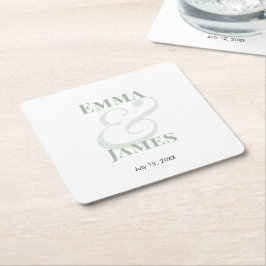Posavasos Cuadrado De Papel Boda Sage Ampersand | 