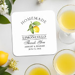 Posavasos Cuadrado De Papel Boda Watercolor Lemon Limoncello<br><div class="desc">Elegante acuarela Limoncello Boda de Limoncello casero Gracias Astras</div>