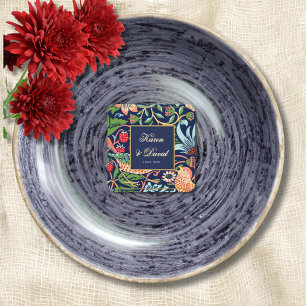 Posavasos Cuadrado De Papel Boda William Morris Deep Blue Arte Deco Moderno
