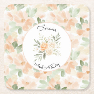 Posavasos Cuadrado De Papel Bodas de Flores de Melocotón Hermosas