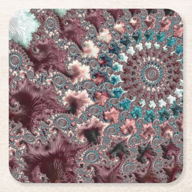 Posavasos Cuadrado De Papel Bohemian Fractal (Anverso)