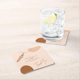 Posavasos Cuadrado De Papel Bohemias Tan Brown Bodas Parejas Gracias