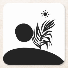 Posavasos Cuadrado De Papel boho bohemian floral sun moon