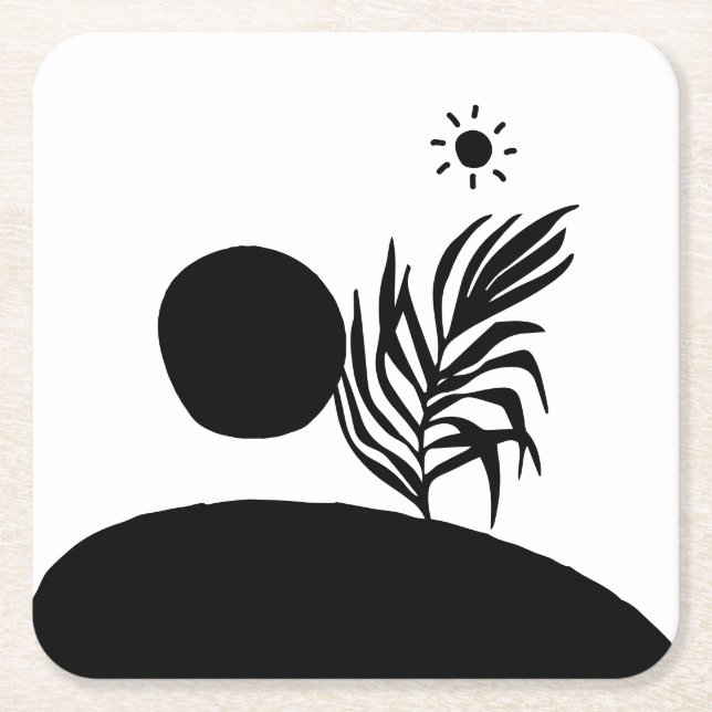 Posavasos Cuadrado De Papel boho bohemian floral sun moon (Anverso)