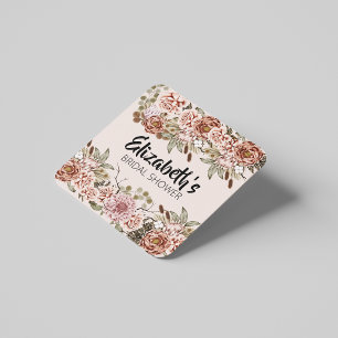 Posavasos Cuadrado De Papel Boho Cottagecore Boda encantado Personalizado temá