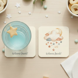 Posavasos Cuadrado De Papel Boho Dream Cloud Baby Shower Coaster