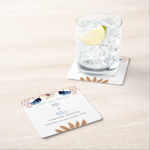 Posavasos Cuadrado De Papel Boho Floral Boda