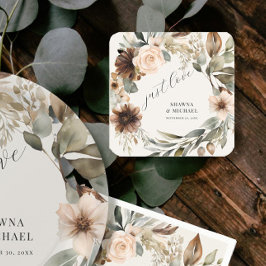 Posavasos Cuadrado De Papel BOHO Floral Caída Otoño Foliage Boda silenciado