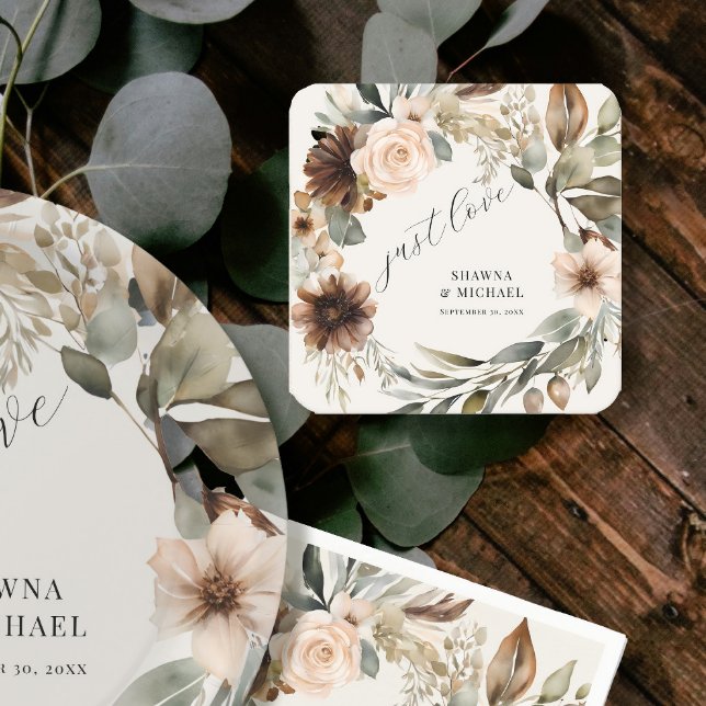 Posavasos Cuadrado De Papel BOHO Floral Caída Otoño Foliage Boda silenciado (Subido por el creador)