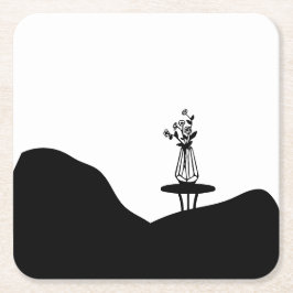 Posavasos Cuadrado De Papel Boho Flower pot on table