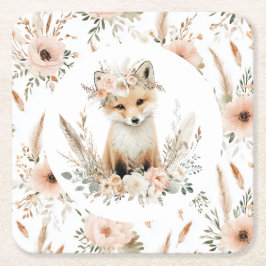 Posavasos Cuadrado De Papel Boho Fox Chica Woodland Fiesta