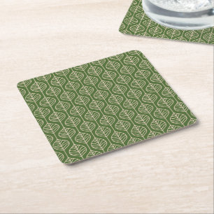 Posavasos Cuadrado De Papel Boho Hojas Verdes Boda Fiesta Campestre Novia