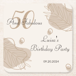 Posavasos Cuadrado De Papel Boho Leaf Moderno Todas las Edades Cumpleaños