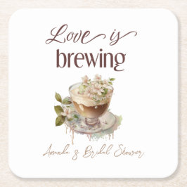 Posavasos Cuadrado De Papel Boho Love está preparando Brunch de Bridal Shower 