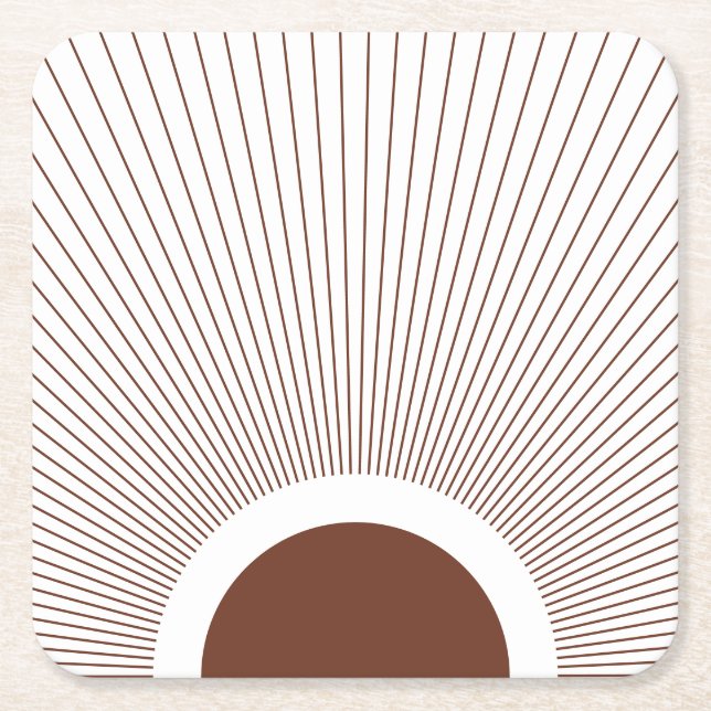 Posavasos Cuadrado De Papel Boho Minimalist Sun (Anverso)