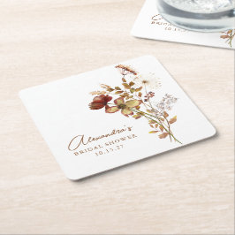 Posavasos Cuadrado De Papel Boho personalizado tierra naturaleza botánica desp