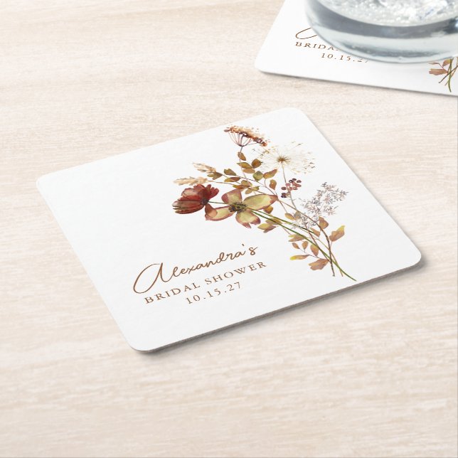 Posavasos Cuadrado De Papel Boho personalizado tierra naturaleza botánico Desp (En perspectiva)