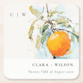 Posavasos Cuadrado De Papel Boho Resumen Boetchy Naranja Boda Jardín