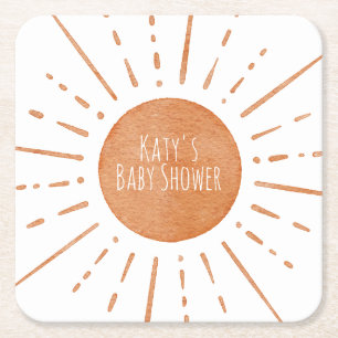 Posavasos Cuadrado De Papel Boho Sun Baby Shower