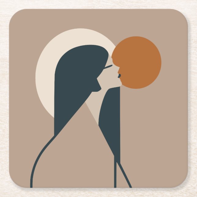 Posavasos Cuadrado De Papel Boho Woman Sun (Anverso)