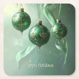 Posavasos Cuadrado De Papel Bola Verde de Navidad Fiesta