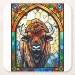 Posavasos Cuadrado De Papel Bold Colors Bison Buffalo Cottagecore Rustic Print<br><div class="desc">Make a Bold statement with this colorful and striking stained glass Bison Buffalo Animal wildlife,  Nature Art .  for a Cottagecore or Rustic Country Home Decor.  Organic neutral earth tones and colors to be calming.  Great artwork gift for those who love animals,  nature and wildlife.</div>