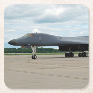 Posavasos Cuadrado De Papel Bombardero B-1B de cáncer en tierra