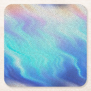 Posavasos Cuadrado De Papel Bonito Aqua Blue Purple Pastel Mosaic