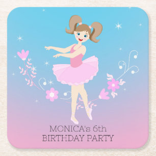 Posavasos Cuadrado De Papel Bonito Ballerina chica Fiesta de cumpleaños