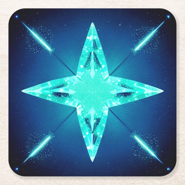 Posavasos Cuadrado De Papel Bonito Blue Star Paper Coaster (Anverso)