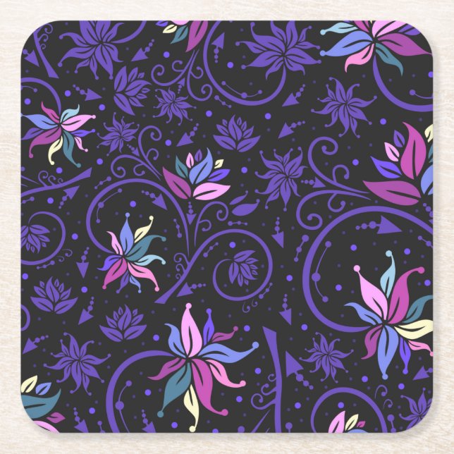 Posavasos Cuadrado De Papel Bonito conjunto de escobas florales (Anverso)