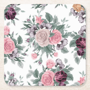 Posavasos Cuadrado De Papel Bonito conjunto de escobas florales