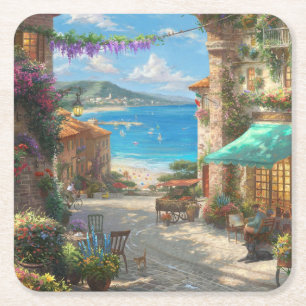 Posavasos Cuadrado De Papel Bonito conjunto de montaña Bella Artes