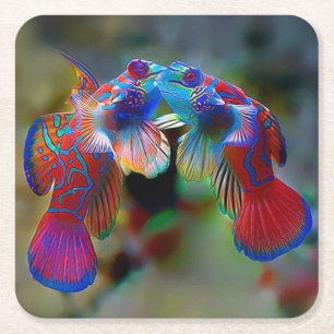 Posavasos Cuadrado De Papel Bonito conjunto de montaña para peces Mandarin