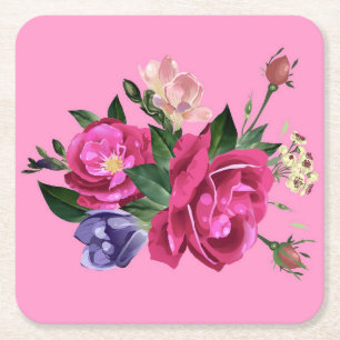 Posavasos Cuadrado De Papel Bonito conjunto de montaña rusa Rosa