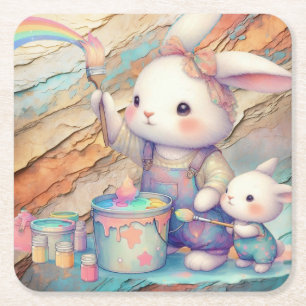 POSAVASOS CUADRADO DE PAPEL BONITO DE PASTEL DE PINTURA ORIENTAL