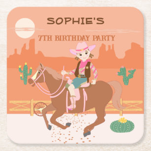 Posavasos Cuadrado De Papel Bonito Noche y Fiesta de Cumpleaños